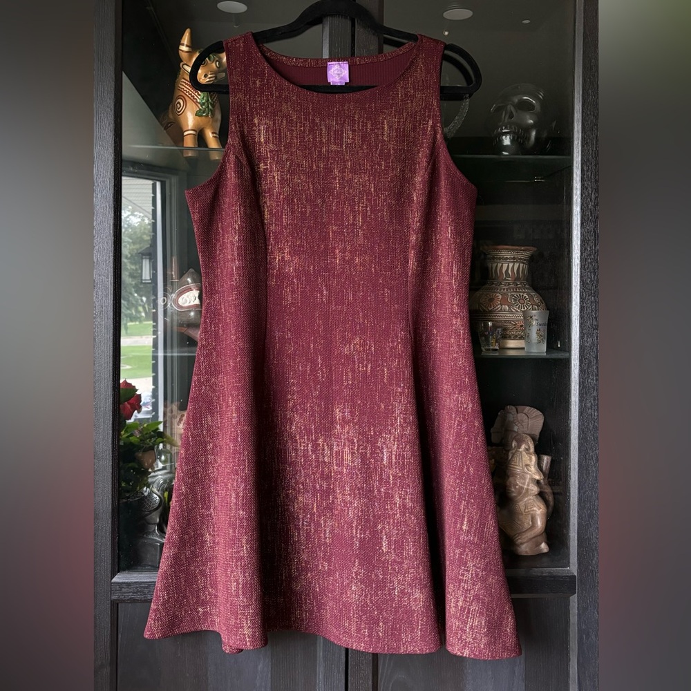 Wine and gold dress